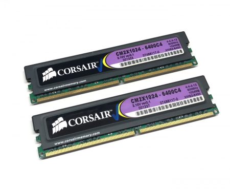 Corsair XMS2 2Gb KIT 2x1Gb DDR2 800Mhz használt PC számítógép memória Ram Ver4.3 CM2X1024-6400C4 PC2-6400