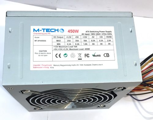 M-tech  450W használt tápegység PC TÁP 12cm 