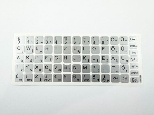 Kiváló minőségű magyar billentyűzet matrica ezüst szürke